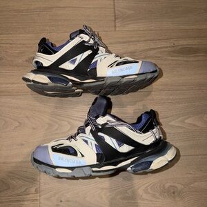 Balenciaga Men's Black and White Sneakers